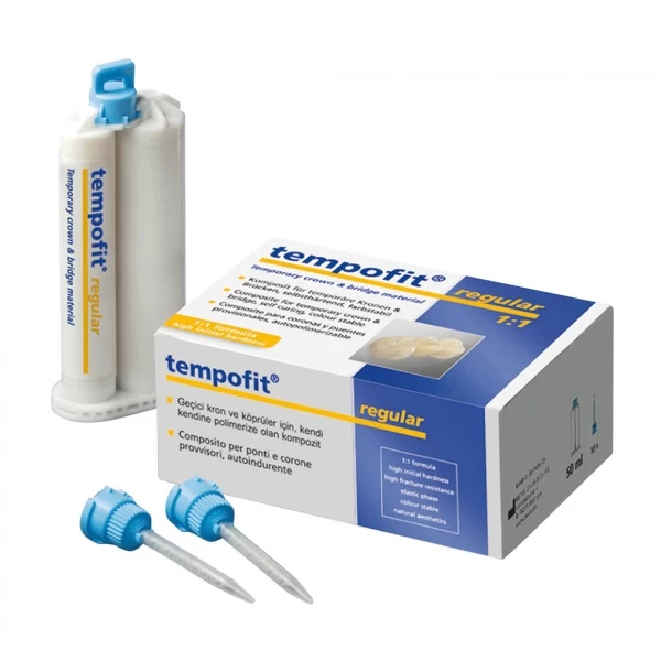 Tempofit regular plastmasė laikiniems vainikėliams, įvairių spalvų, DETAX, 50 ml